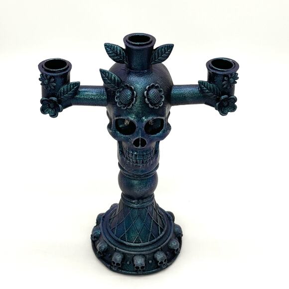 Martha Stewart Custom Color Shift Skull Candle Holder Candelabra LED Eyes - Picture 5 of 8